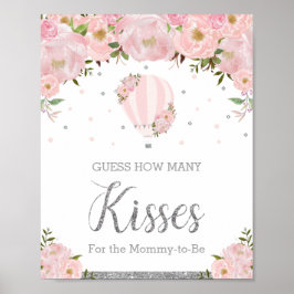 Hot Air Ballon Silber Pink Floral Guess Kisses Poster