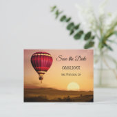 Hot Air Ballon Sunset Save the Date Postkarte (Stehend Vorderseite)
