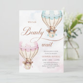 Hot Air Ballon Teddy Bären Gender-Offenlegung Einladung (Stehend Vorderseite)