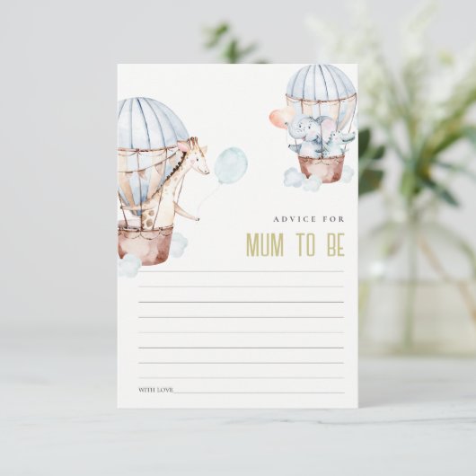 Hot Air Ballon Tiere Ratschläge für Mama Baby Dusc Begleitkarte (Stehend Vorderseite)