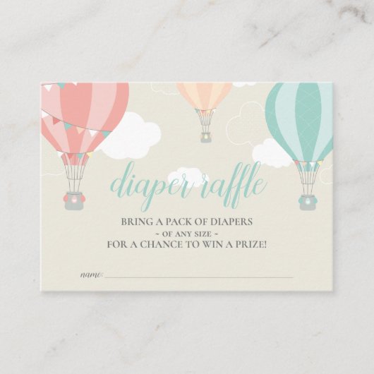 Hot Air Ballon Up & Away Diaper Raffelschein Begleitkarte (Vorderseite)