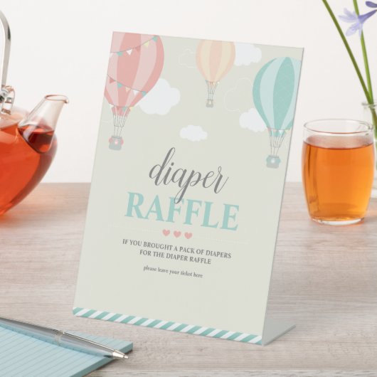 Hot Air Ballon Up & Away Diaper Raffelspiel-Zeiche Sockelschild (In Situ)