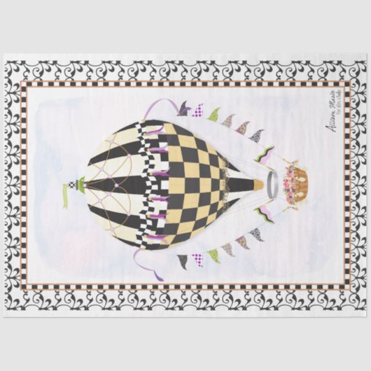 Hot Air Ballon Whimsical Decoupage Papier (Vorderseite)