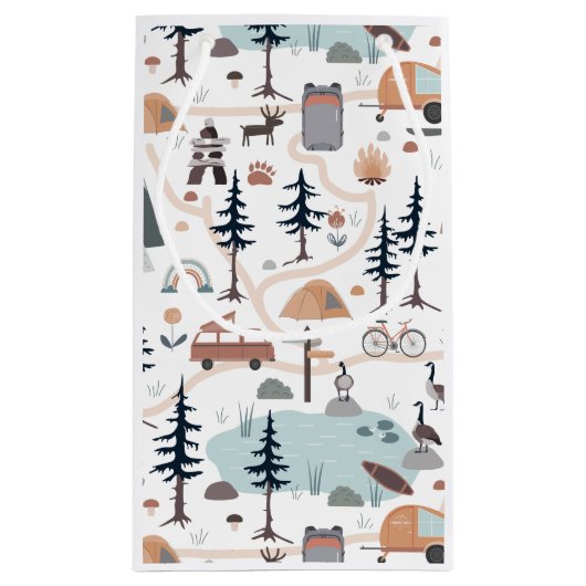 Hot Air Balloon, Adventure Awaits, Earth Tone  Kleine Geschenktüte (Rückseite)