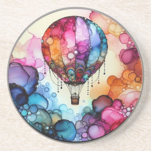 Hot Air Balloon Alcohol Ink Getränkeuntersetzer (Vorne)