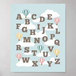 Hot Air Balloon Alphabet Nursery Wall Art Print Poster