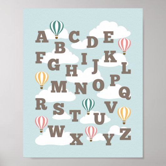 Hot Air Balloon Alphabet Nursery Wall Art Print Poster (Vorne)