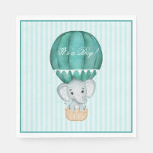 Hot Air Balloon Baby Boy Elephant Baby Dusche