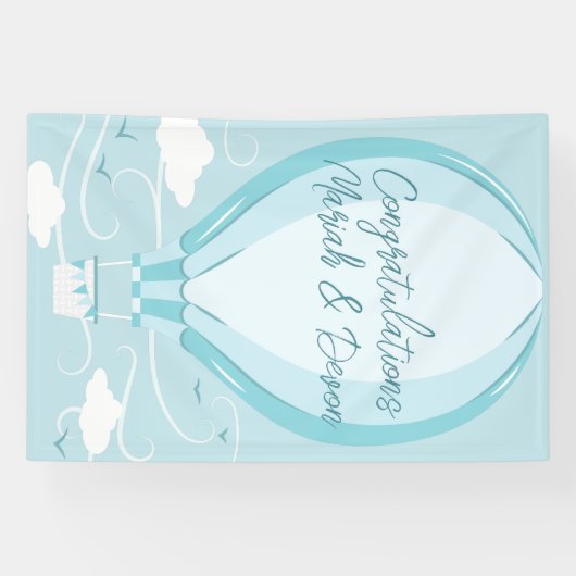Hot Air Balloon Baby Dusche blau Banner (Horizontal)