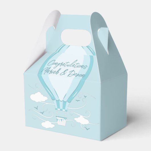 Hot Air Balloon Baby Dusche blau Geschenkschachtel (Vorderseite)