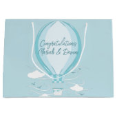 Hot Air Balloon Baby Dusche blau Große Geschenktüte (Vorderseite)