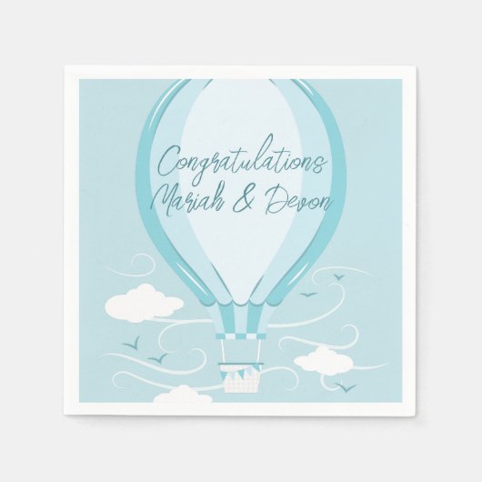 Hot Air Balloon Baby Dusche Blue Napkins Serviette (Vorderseite)
