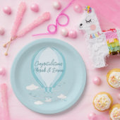 Hot Air Balloon Baby Dusche Blue Paper Teller (Party)