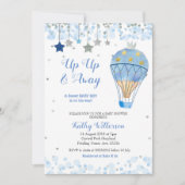 Hot Air Balloon Baby Dusche Glitzer Blue Star Einladung (Vorderseite)