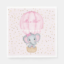 Hot Air Balloon Baby Girl Elephant Babydusche Serviette
