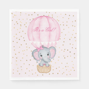 Hot Air Balloon Baby Girl Elephant Babydusche Serviette