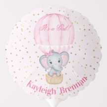 Hot Air Balloon Baby Girl Elephant Dusche Ballon