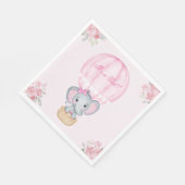 Hot Air Balloon Baby Girl Elephant Rose Serviette (Ecke)