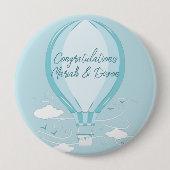 Hot Air Balloon Baby Showblauer Knopf Button (Vorderseite)
