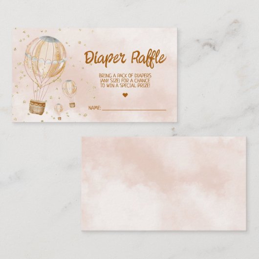 Hot Air Balloon Baby Showdusche Windeln Raffle Tic Begleitkarte (Vorne/Hinten)