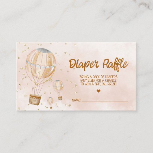 Hot Air Balloon Baby Showdusche Windeln Raffle Tic Begleitkarte (Vorderseite)