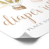 Hot Air Balloon Baby Shower Diaper Raffle Sign Poster (Ecke)