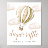 Hot Air Balloon Baby Shower Diaper Raffle Sign Poster (Vorne)