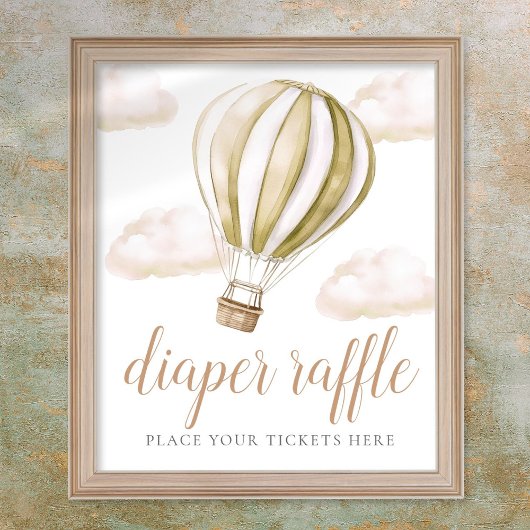 Hot Air Balloon Baby Shower Diaper Raffle Sign Poster