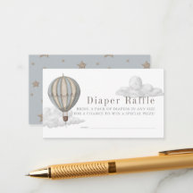 Hot Air Balloon Baby Shower Diaper Raffle Ticket