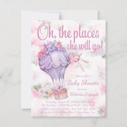 Hot Air Balloon Baby Shower Einladungen (Vorderseite)