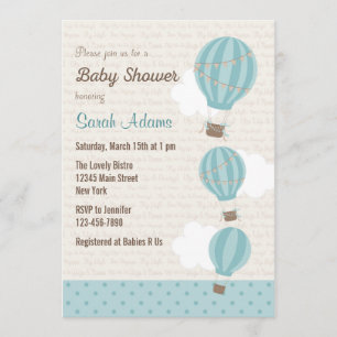 Hot Air Balloon Baby Shower Invitation (blau) Einladung