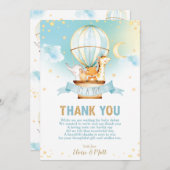 Hot Air Balloon Baby Shower Jungle Animals Boy Dankeskarte (Vorne/Hinten)