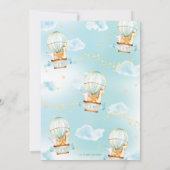Hot Air Balloon Baby Shower Jungle Animals Boy Einladung (Rückseite)