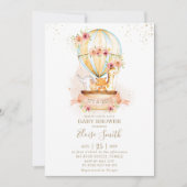 Hot Air Balloon Baby Shower Jungle Animals Girl Einladung (Vorderseite)