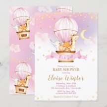 Hot Air Balloon Baby Shower Jungle Animals Girl