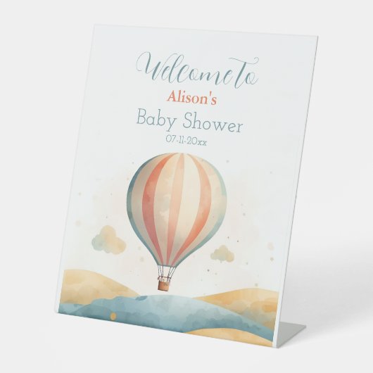 Hot Air Balloon Baby Shower Welcome Sockelschild (Vorderseite)