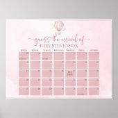 Hot Air Balloon Baby Showwetterdatum Kalenderzeich Poster (Vorne)
