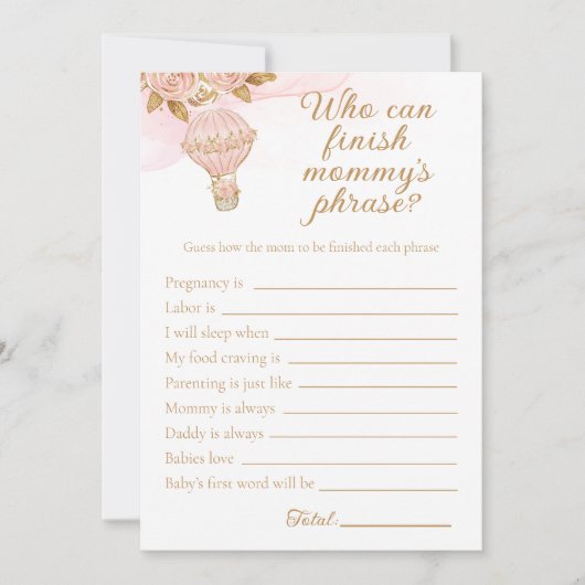 Hot Air Balloon Babydusche beendet die Formulierun Einladung (Vorderseite)