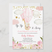 Hot Air Balloon Dschungeltiere Girl Baby Dusche Einladung (Vorderseite)