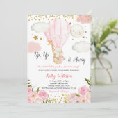 Hot Air Balloon Dschungeltiere Girl Baby Dusche Einladung (Stehend Vorderseite)