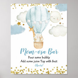 Hot Air Balloon Dschungtier Girl Momosa Bar Sign Poster