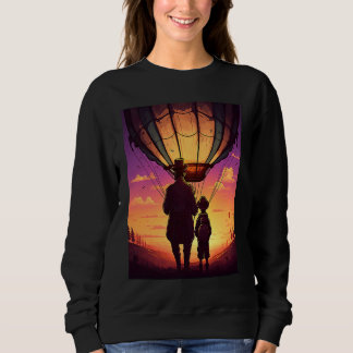 Hot Air Balloon Exploring Dad And Child In Hot Air Sweatshirt