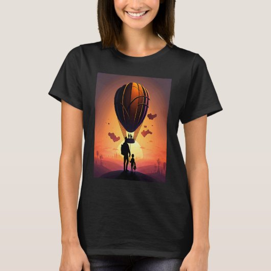 Hot Air Balloon Exploring Dad And Child In Hot Air T-Shirt (Vorderseite)