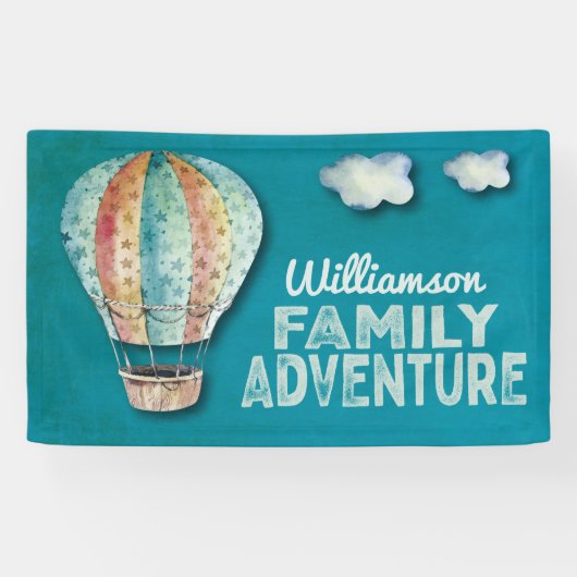 Hot Air Balloon Family Adventure Wiedersehen Banner (Horizontal)