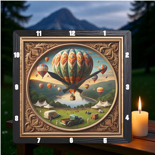 Hot Air Balloon Festival Square Quadratische Wanduhr