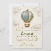 Hot Air Balloon First Birthday Invitation  Einladung (Vorderseite)