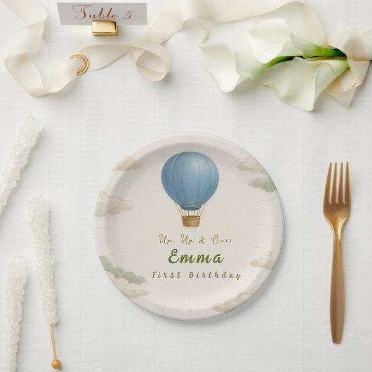 Hot Air Balloon First Birthday Paper Plates  Pappteller (Hochzeit)