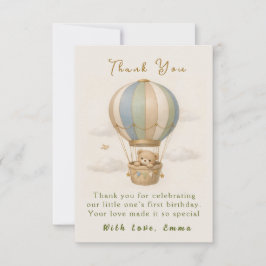 Hot Air Balloon First Birthday Thank You Card Dankeskarte
