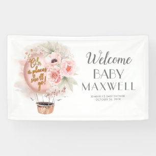 Hot Air Balloon Floral Baby Dusche Willkommen Banner