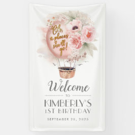 Hot Air Balloon Floral Geburtstagsparty Willkommen Banner